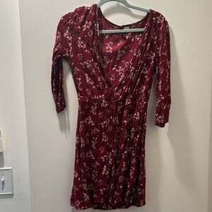 Divided Burgundy Floral Mini Dress